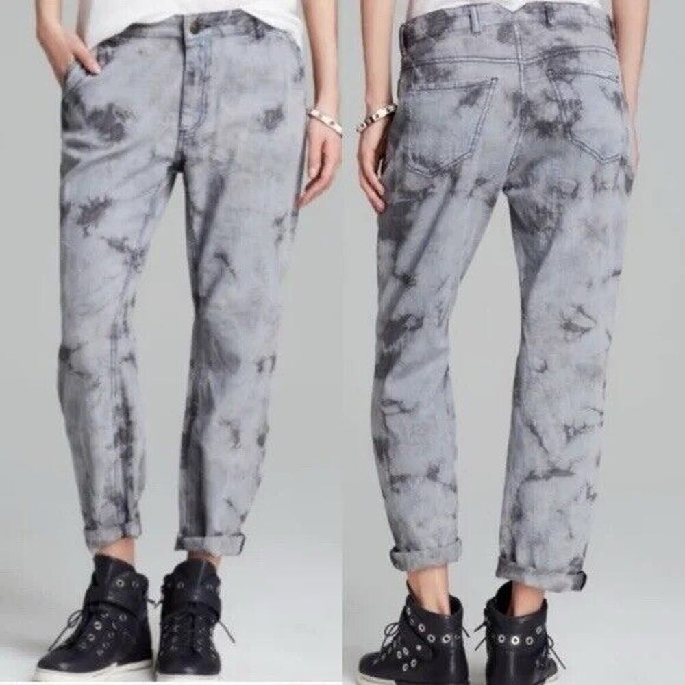 L'Agence‎ Women's LA't Grey & Black Tie Dye Boyfriend Pants size 24 Made In USA